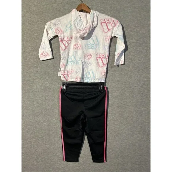 Adidas Track Suit Baby 24 Months 2 Piece Outfit Hooded Pullover - Picture 2 of 5